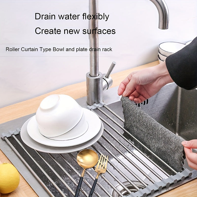 Silicone Drain Rack Above Kitchen Sink Storage Bowl Chopsticks Dish Rack