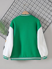 Girls' Letter Graphic Varsity Jackets Long Sleeve Baseball Uniform