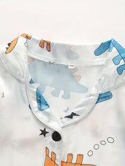 Boys Dinosaur Pajama Set Short Sleeves & Bottoms Cozy Homewear