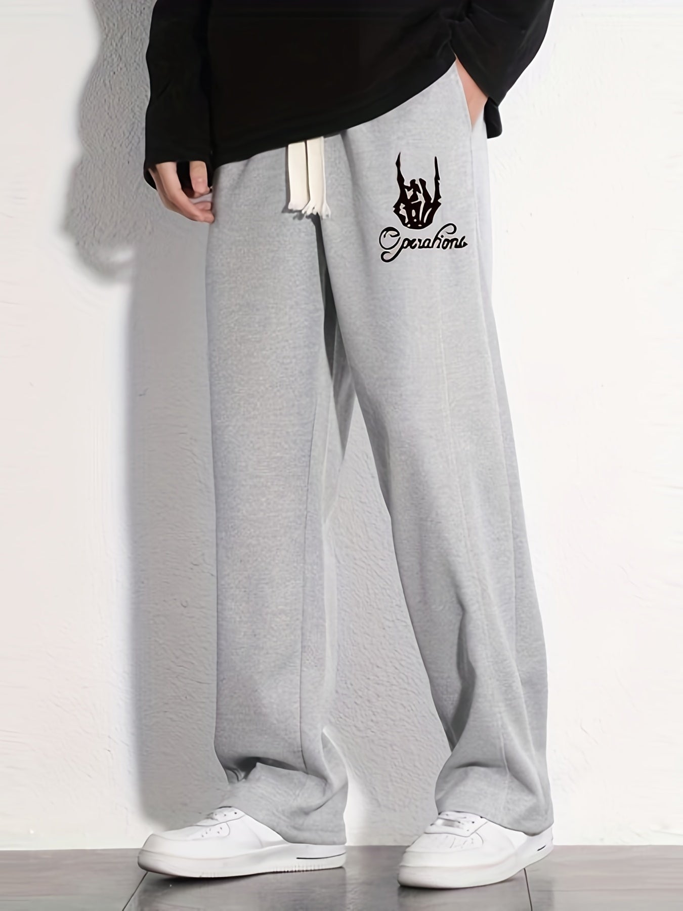 Graphic Print Joggers Men's Casual Loose Fit Drawstring Pants