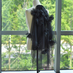 Double Layer Tulle Veil w/ Floral Lace Edge, Comb Sheer Train