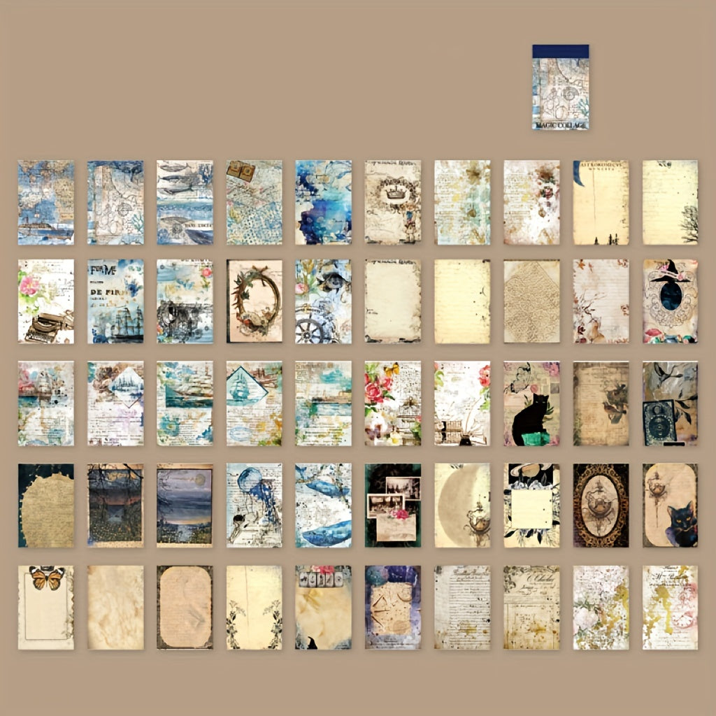 50 Japanese Paper Stickers Non-Repeating High-End Antique Look Self-Adhesive