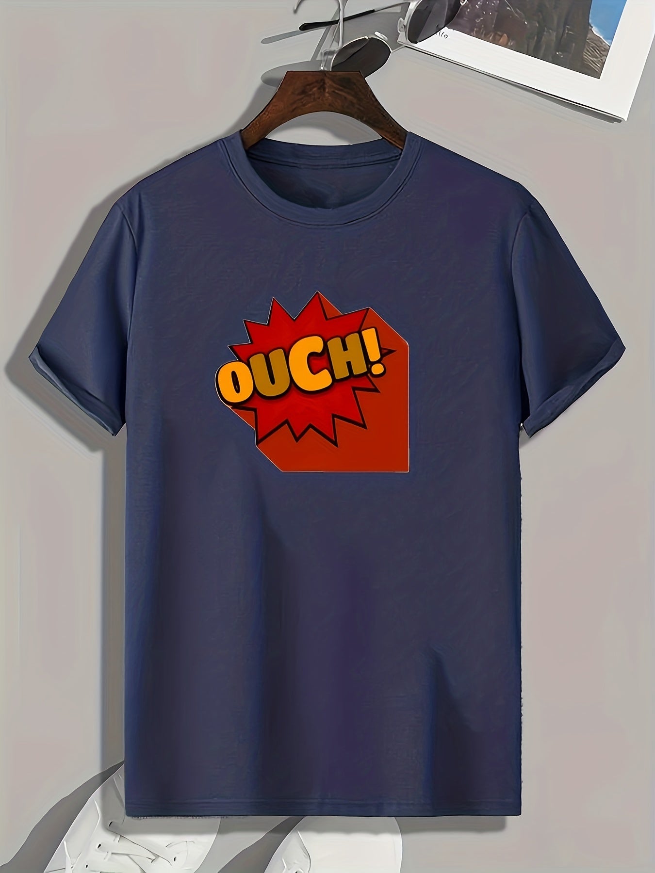 OUCH Pattern Print Men's Sports T-shirt Men's Summer Outdoor Clothing