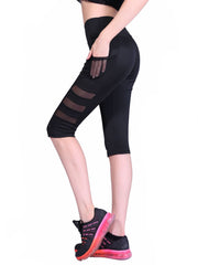 Mesh Panel High Waist Yoga Leggings with Pocket