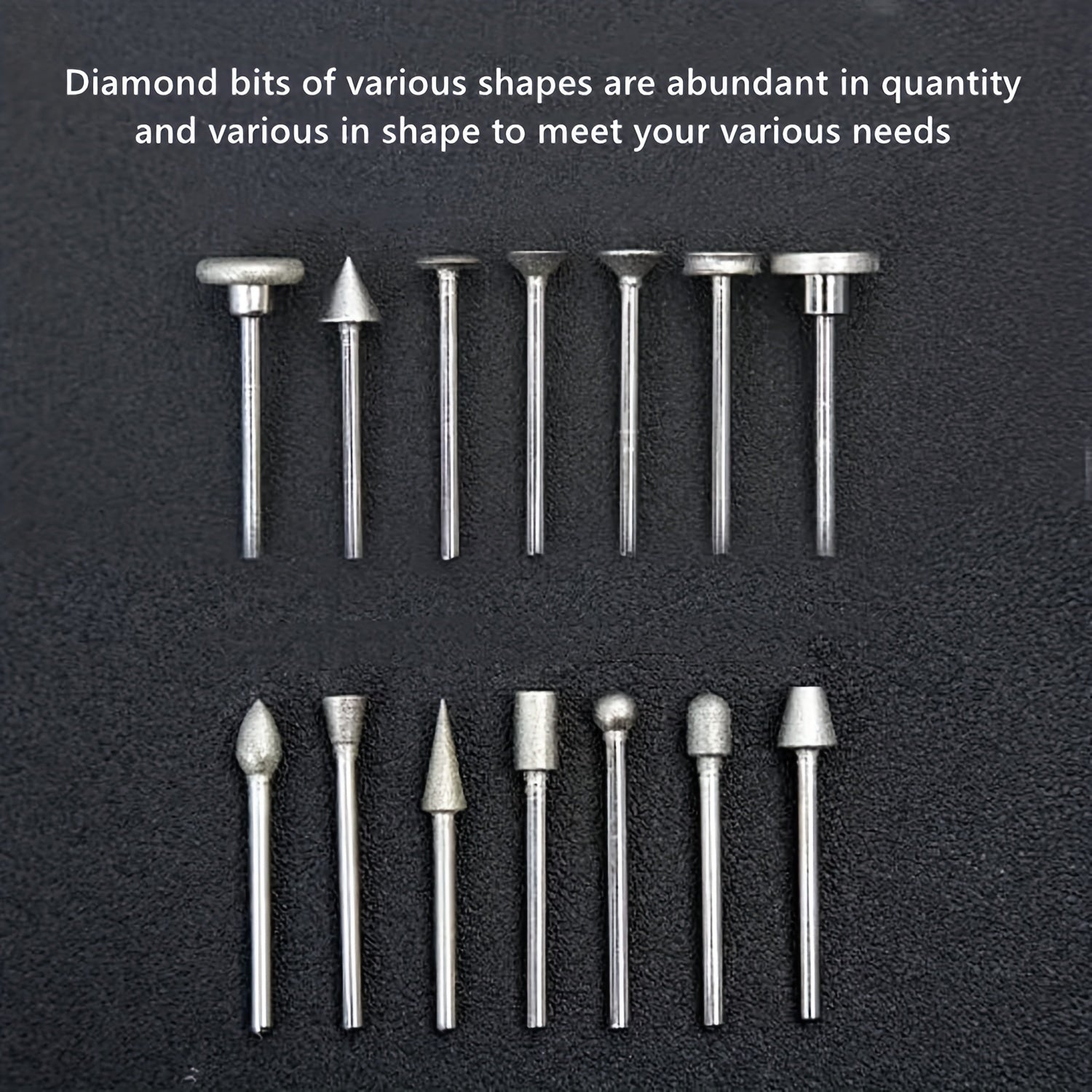 50pcs Diamond Burr Set 1/8 Inch 3mm Diamond Drill Bits for Jewelry Glass Ceramic