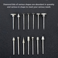 50pcs Diamond Burr Set 1/8 Inch 3mm Diamond Drill Bits for Jewelry Glass Ceramic