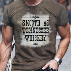 Men's Letter Print Sports T-shirt Round Neck Tee Shirt For Summer