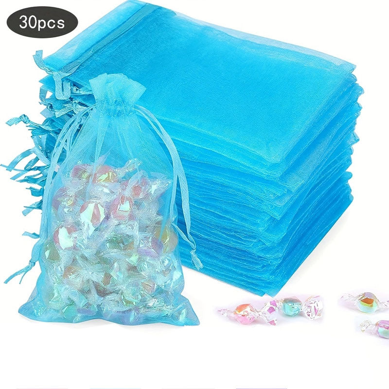 30pcs 4x6 Inch Organza Gift Bags Sheer Drawstring Pouch Candy Bags