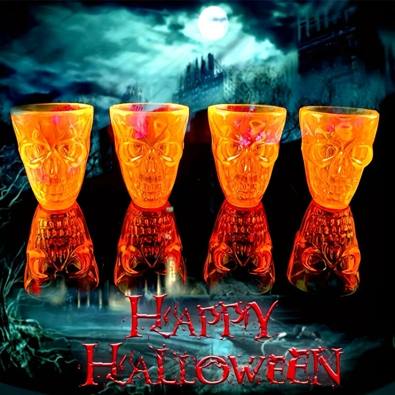 4pc Halloween Skull Shot Glasses Unbreakable Shot Cups Plastic Halloween Cups