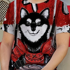 Men's Husky Graphic T-shirt: Casual, Slightly Stretch, 3D Print Tee
