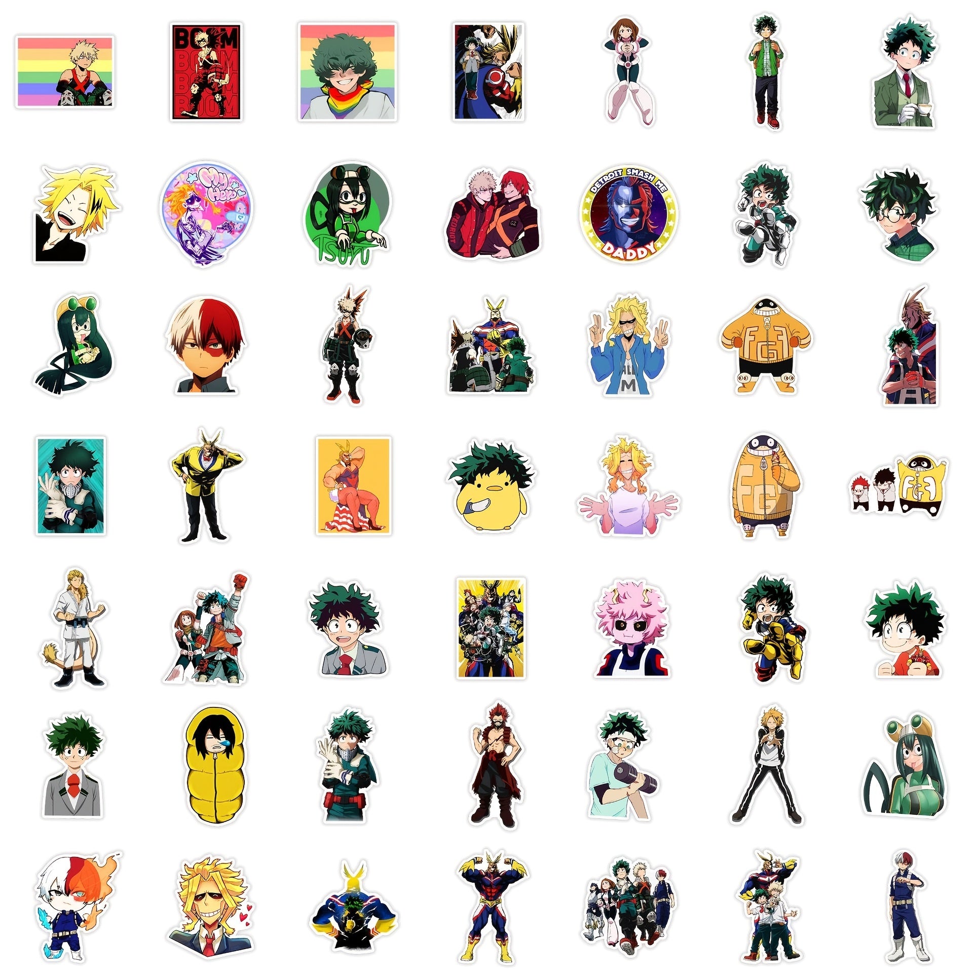 50pcs Anime Doodle Waterproof Stickers for Laptop Skateboard Water Bottles