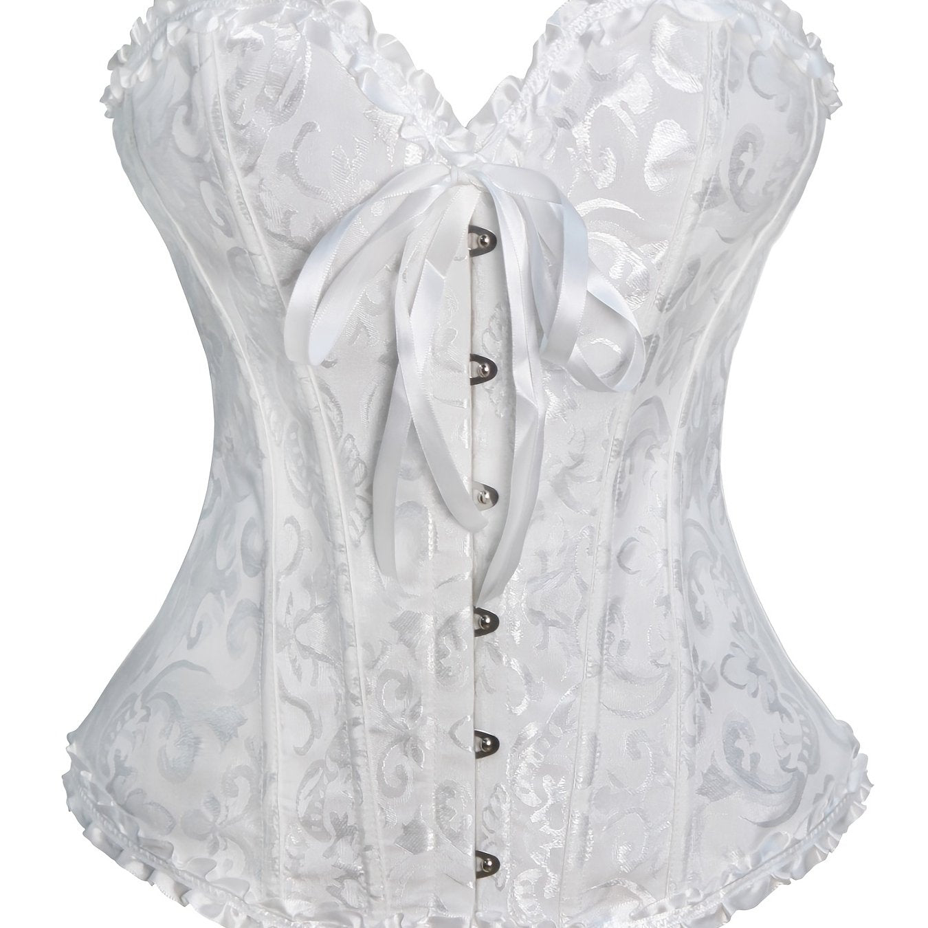 Jacquard Lace Up Bustiers Ruffle Strapless Corsets