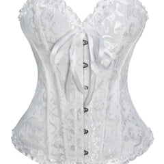 Jacquard Lace Up Bustiers Ruffle Strapless Corsets