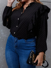 Polka Dot Ruffle Trim Shirt