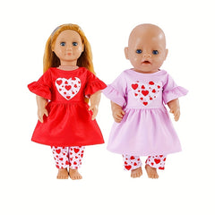 Cute Doll Outfit for 15-17 Inch Dolls - Heart Skirt & Pant Set