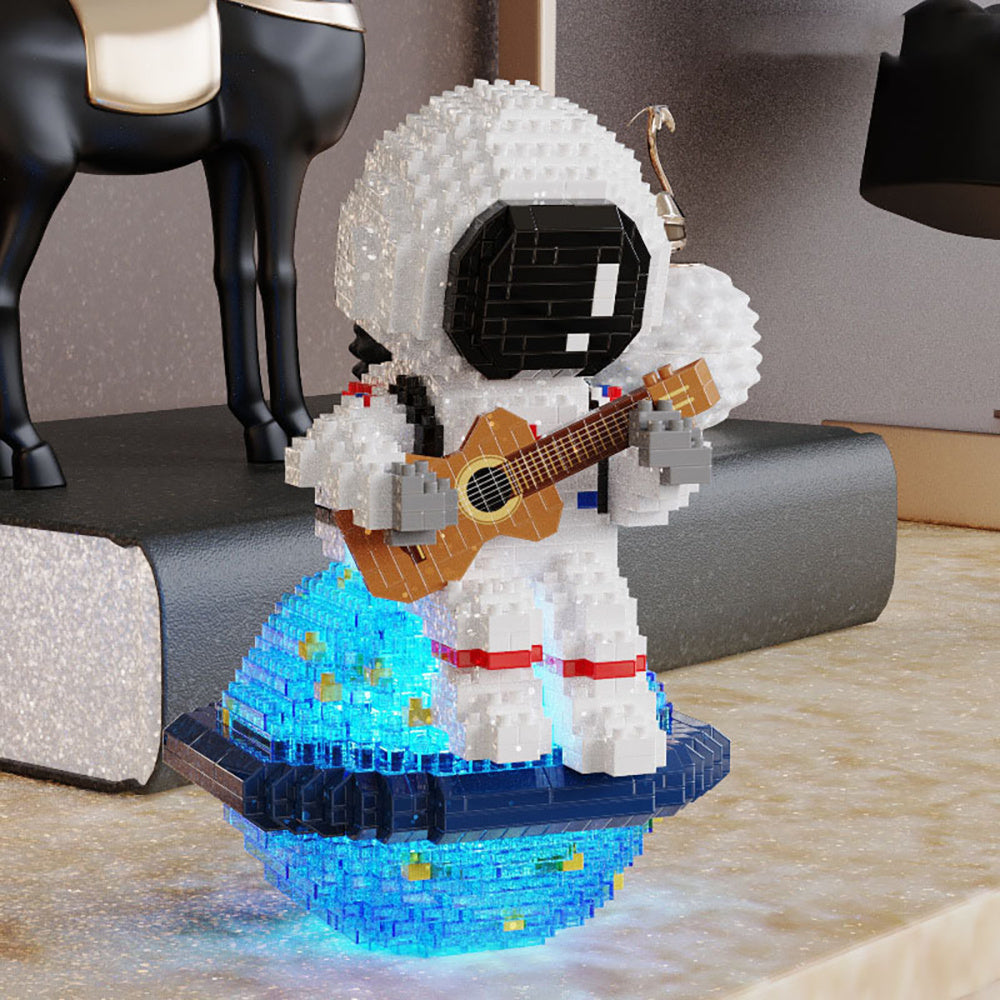Guitar Astronaut Building Blocks Toy - Educational Desktop Ornament