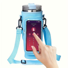 Water Bottle Carrier Bag With Phone Pocket Insulated Holder For 40oz Tumbler
