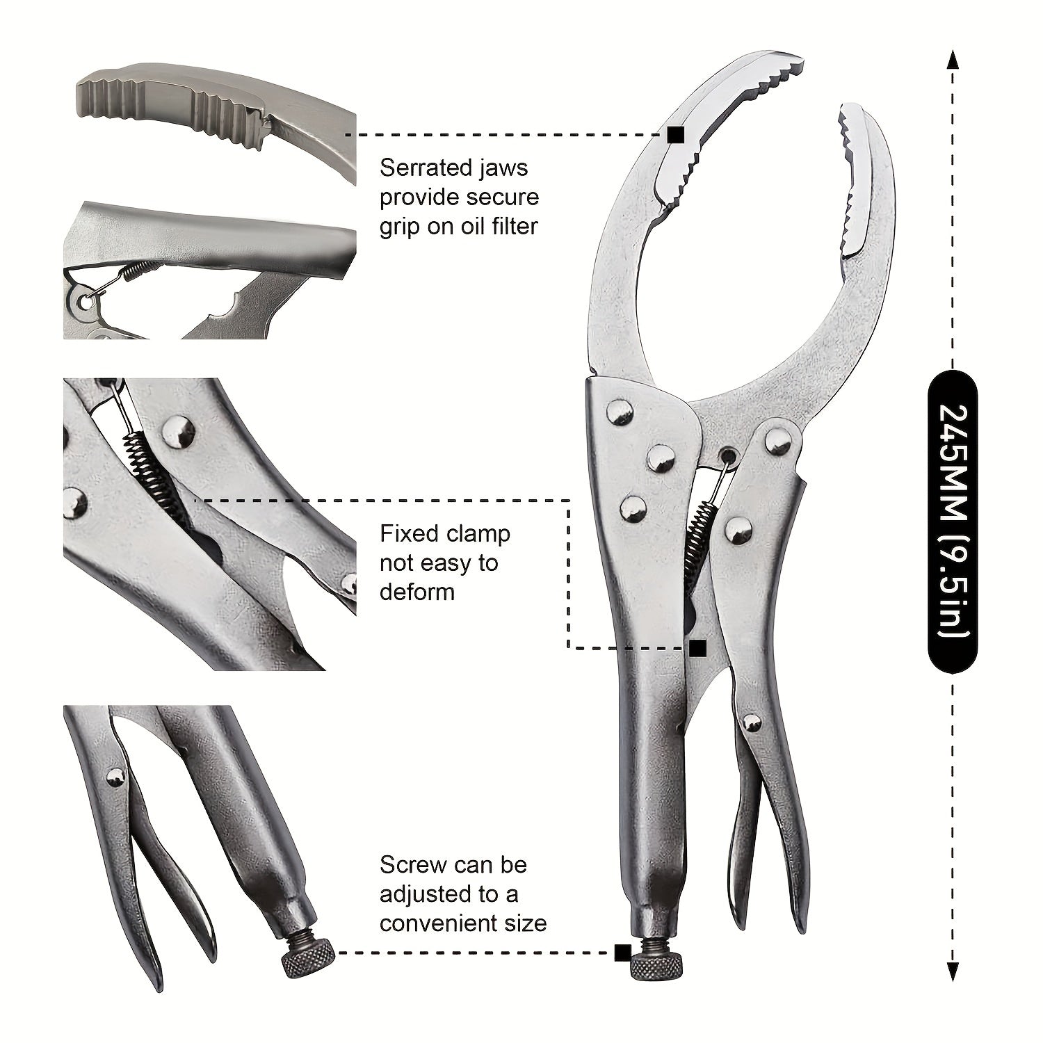 Locking Grip Filter Remover Wrench Tool Vise Vice Holding Gripping Pliers
