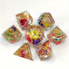 7pcs Resin Flower Polyhedral Dices For Board Games