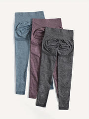 3pcs Solid Yoga Leggings High Waist Fitness Running Workout Sports Pants