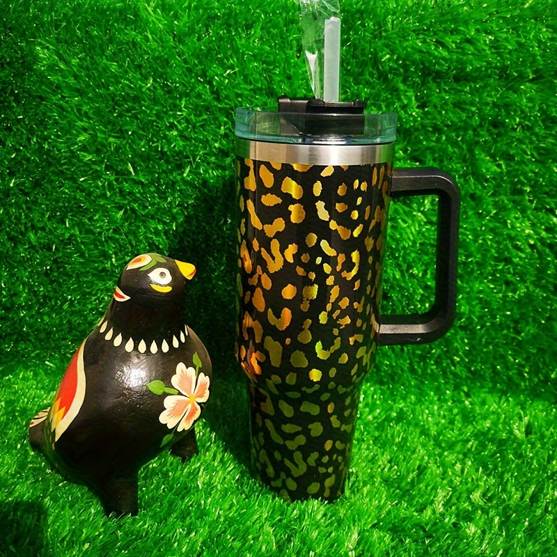 40oz Leopard Pattern Insulated Cup Stainless Steel Water Bottle