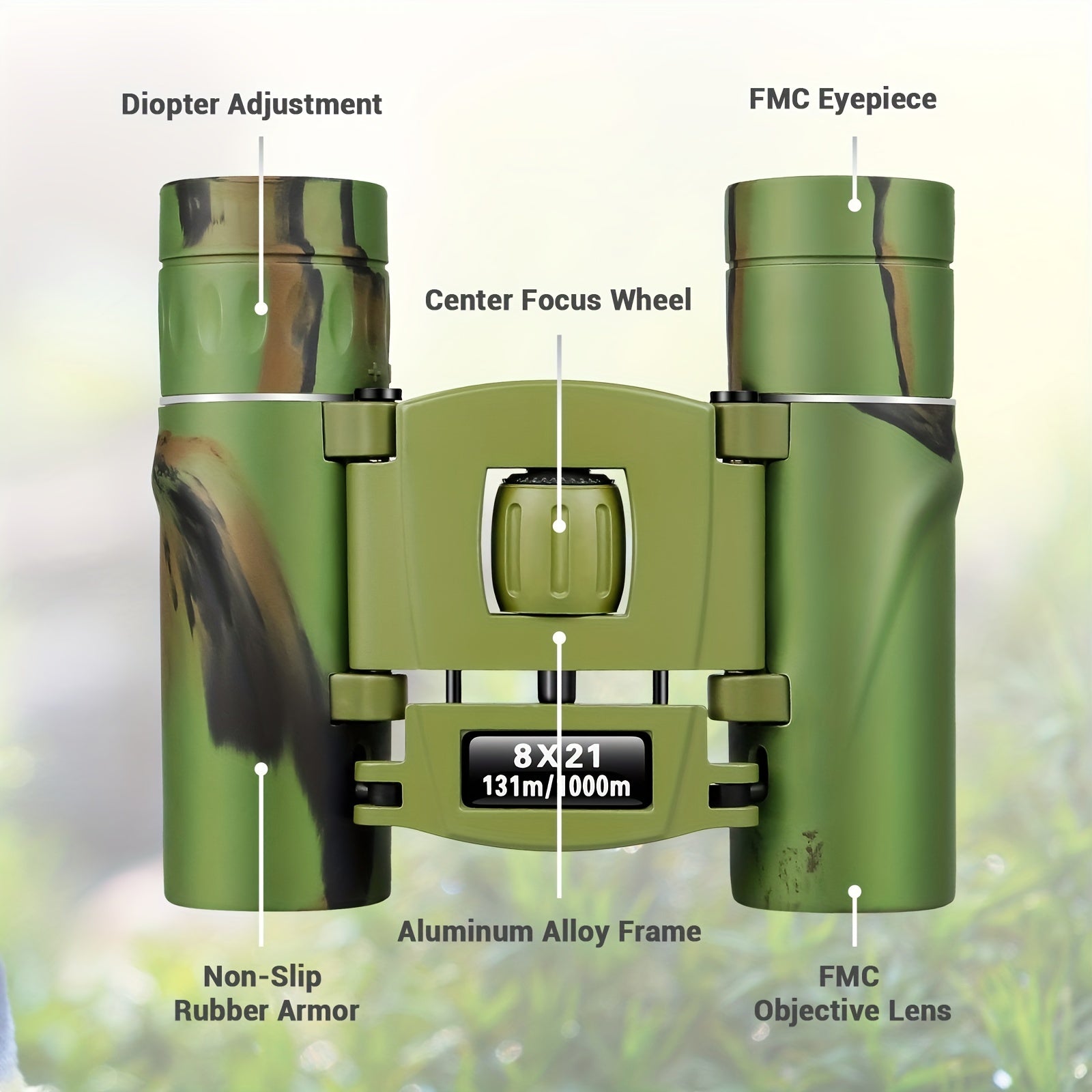 8x21 Compact Binoculars High Definition Lightweight Handheld Telescope