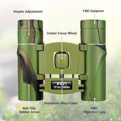 8x21 Compact Binoculars High Definition Lightweight Handheld Telescope