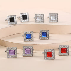 Square Rhinestone Cufflinks Suit Button Sleeves Studs