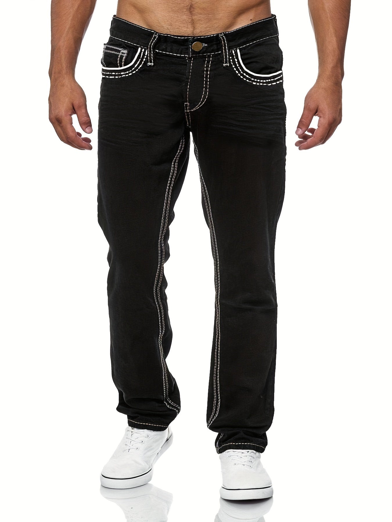 Men's Slim Fit Distressed Straight Leg Jeans
