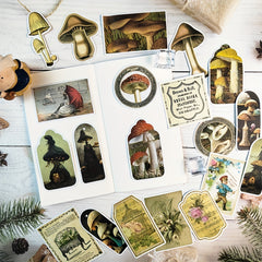 Vintage Mushrooms Nature Theme Scrapbook Stickers DIY Crafts
