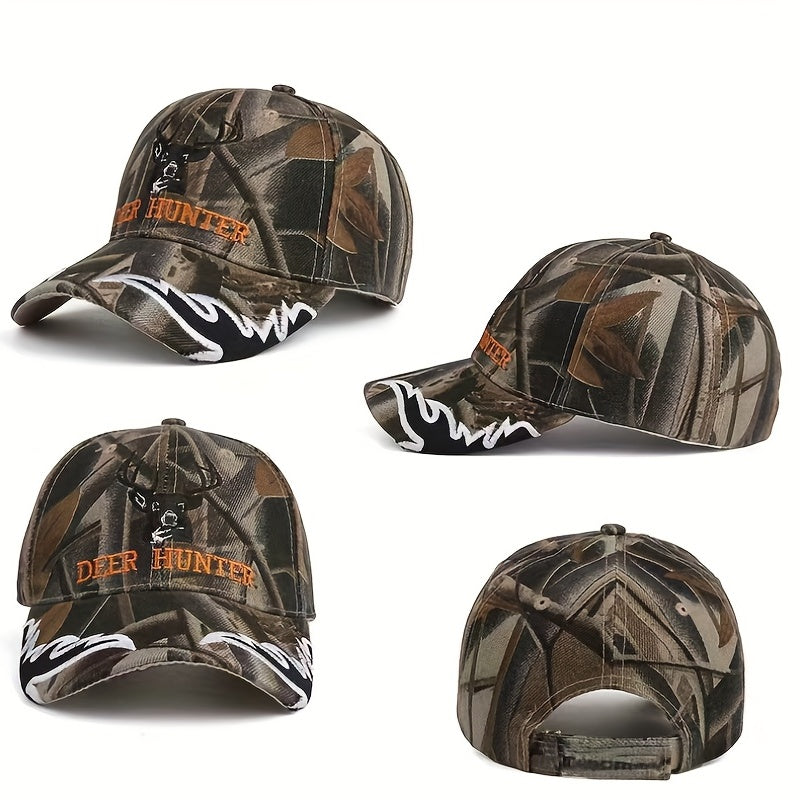 Embroidered Deer Head Fishing Sunshade Hat Baseball Cap