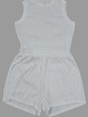 Sleeveless Mock Neck Tank Top & Shorts Set