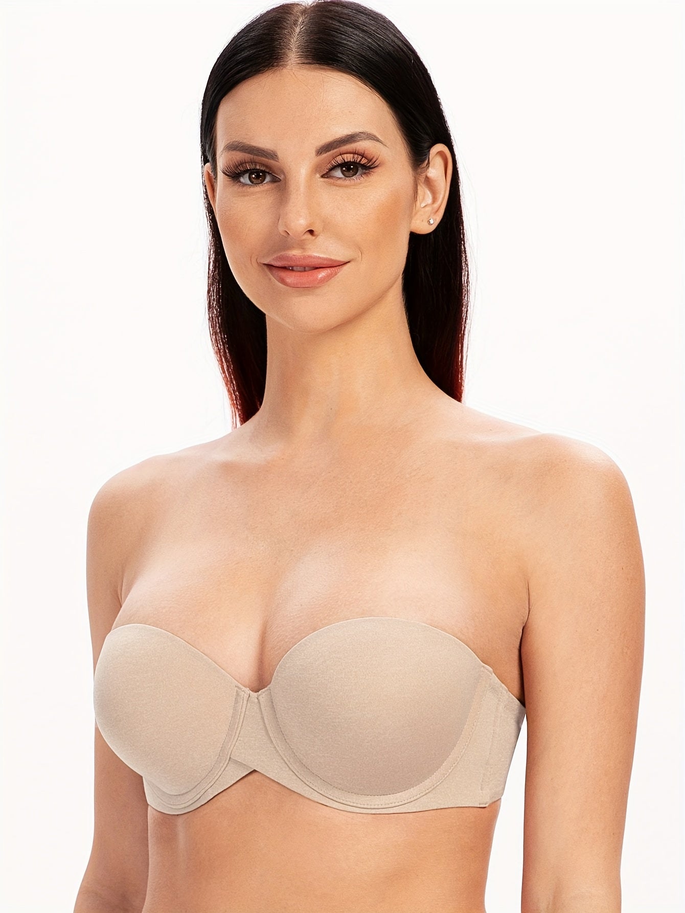 Seamless Strapless Bandeau Bra Stretch Underwire Solid Everyday Bra