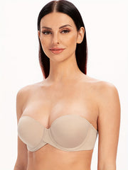 Seamless Strapless Bandeau Bra Stretch Underwire Solid Everyday Bra