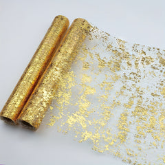 Golden Hot Stamping Mesh Table Runner for Halloween Wedding Event Parties