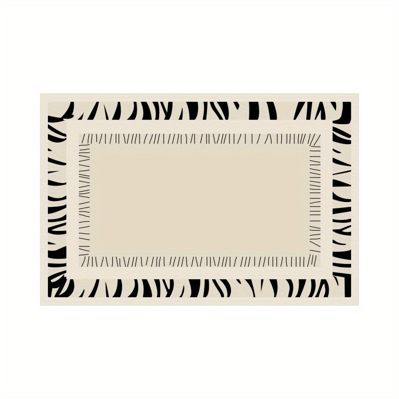 Modern Line Pattern Faux Cashmere Mat Non Slip Floor Rug