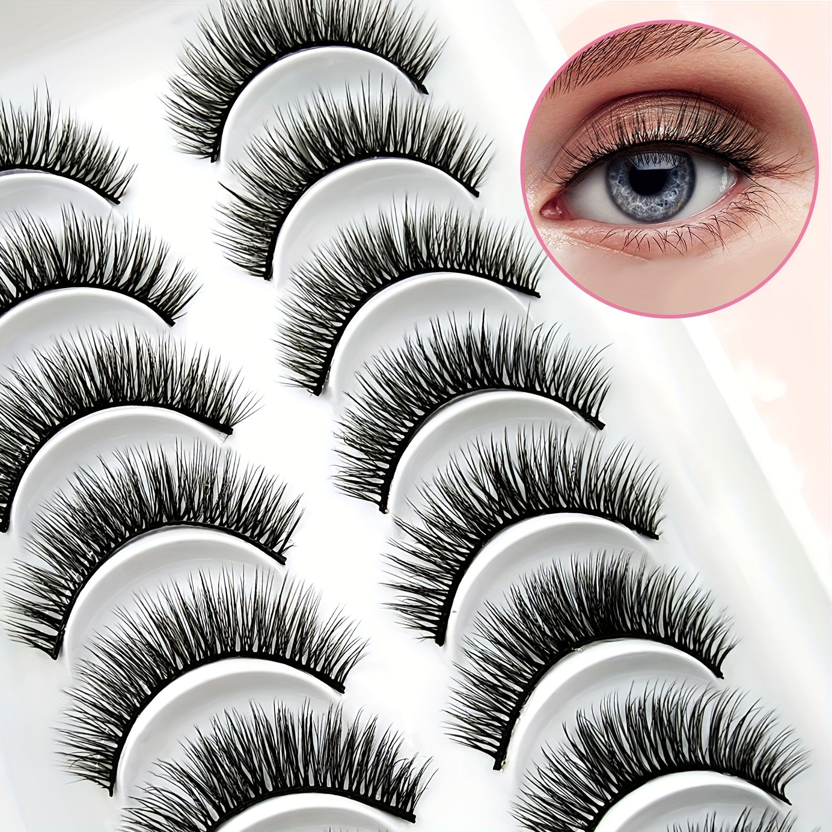 10 Pairs Natural Cross Fluffy Thick Faux Mink False Eyelashes