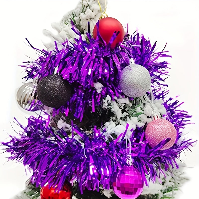 3pcs Christmas Decor Set: Wreath, Tree, Tinsel Garland, Flocked & Foil