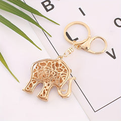 Metal Elephant Keychain with Artificial Diamond Encrusted