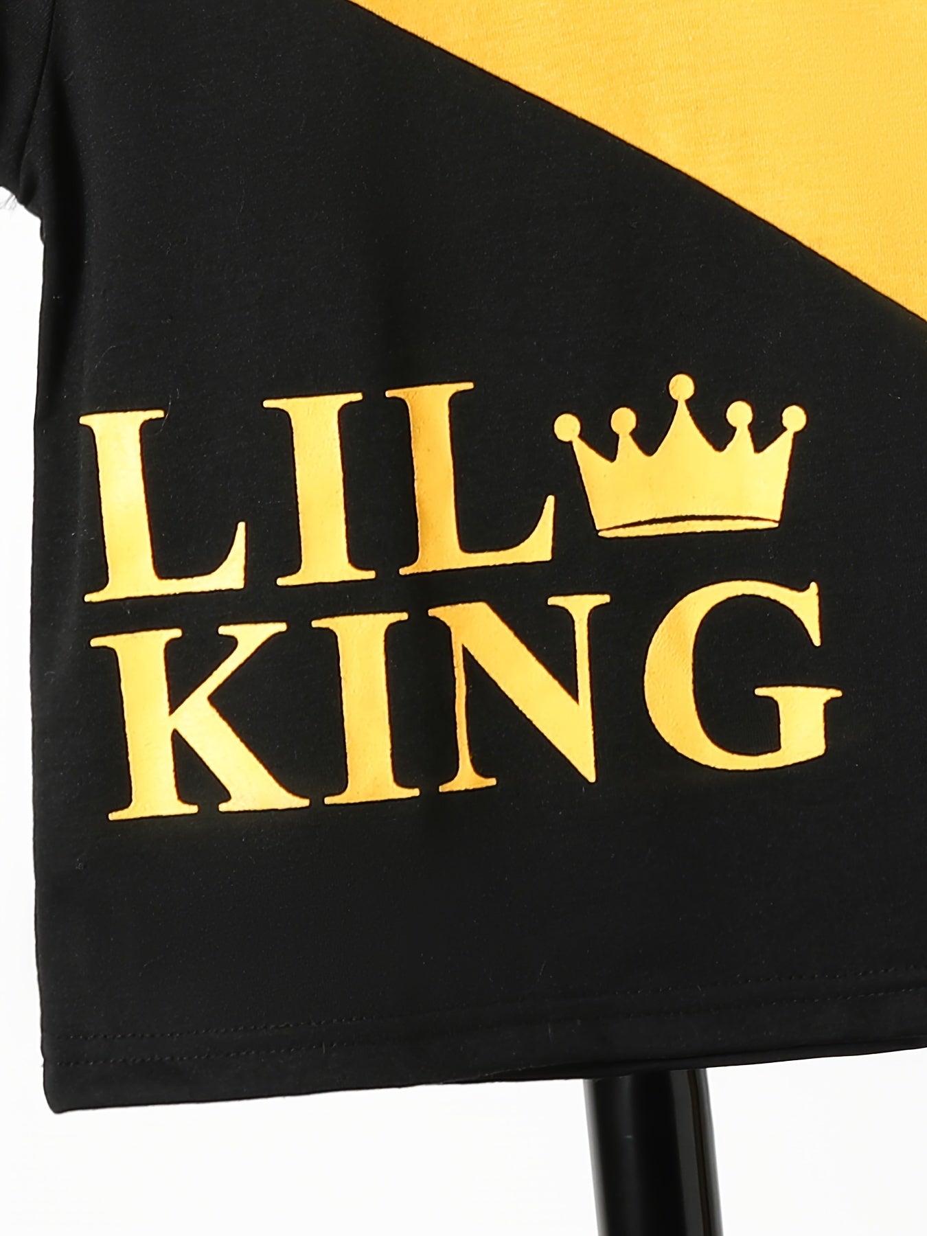 Boys King Crown Print Block Casual Outfit T shirt & Pants Set