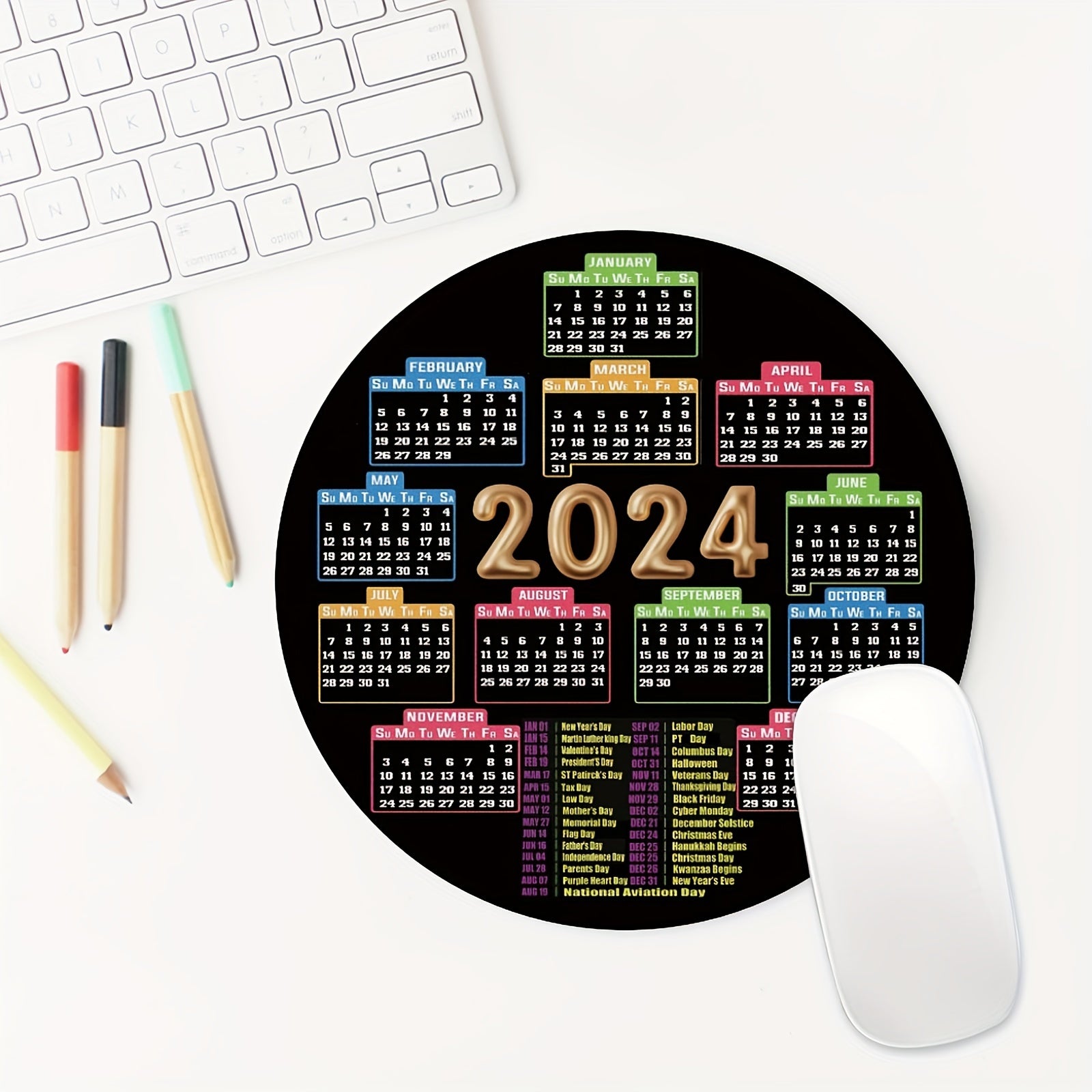Round Mouse Pad Calendar Design for Women and Girls