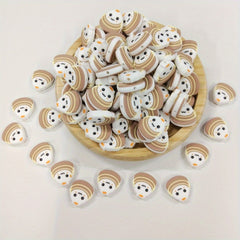 5 Pack Silicone Baby Teether Toys Mushroom Cage Bag Beads BPA Free