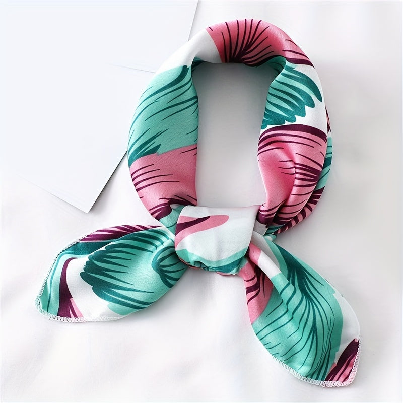 Animal Print Silk Scarf Square Shawl Bandana Head Wrap Neckerchief for Women