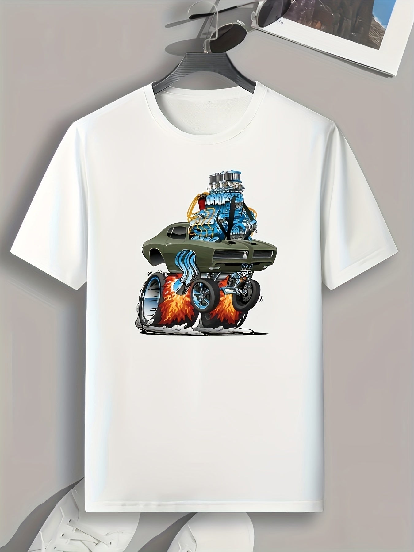 Ablaze Car Print Men's Graphic T shirt for Summer
