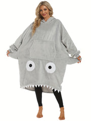 Shark Pattern Cozy Robe Wearable Blanket