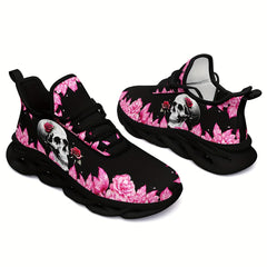 Skull & Rose Thick Sole Sneakers Lightweight Casual Wear