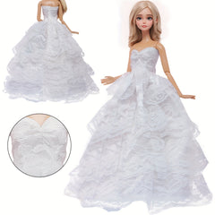 Pink Lace Print Dress Wedding Gown for 11/8 Inch Doll