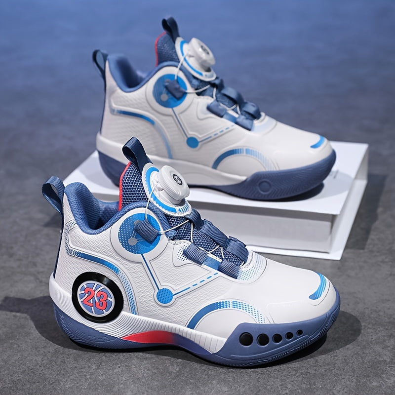 Boys' Rotating Buckle Basketball Shoes Non Slip Sneakers