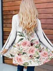 Floral Print Shawl Collar Cardigan Casual Long Sleeve Women's Clothing
