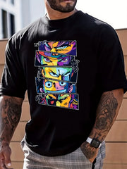 Men's Casual Anime Graphic T Shirt Short Sleeve Tee Crew Neck Summer Tops